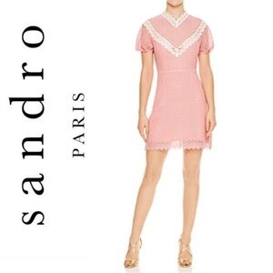 Sandro pink Gavin lace mini dress 38 medium